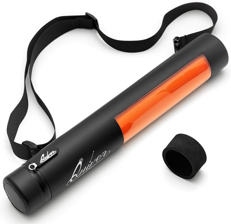Quiver Time Black XL Orion Playmat Tube - TCG Playmat Tube Case with Waterproof Zipper, Hidden Dice Pocket, Adjustable Removable Shoulder Strap, See-Through Window, Fits 14" and 15" playmats - Image 1